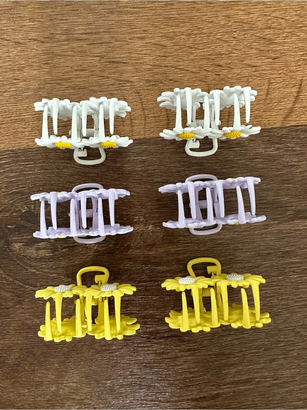 Kids Floral Daisy Hair Clips - White, Lavender, Yellow